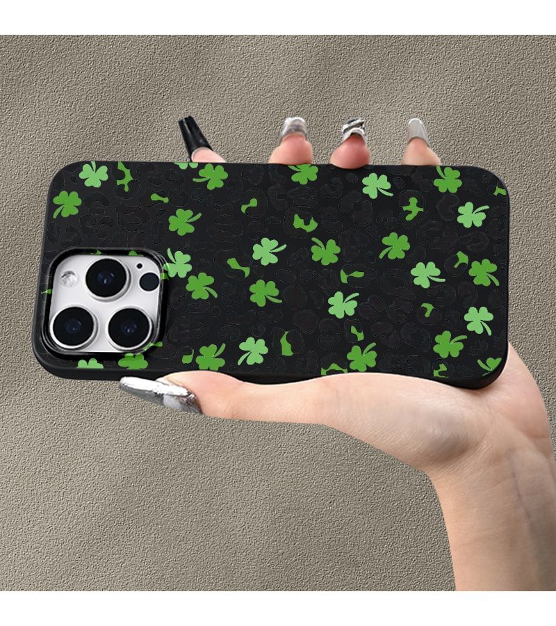 Black Frosted Shockproof Drop Protection Lucky Clover Design Compatible iPhone XS Max Phone Case - Image 4