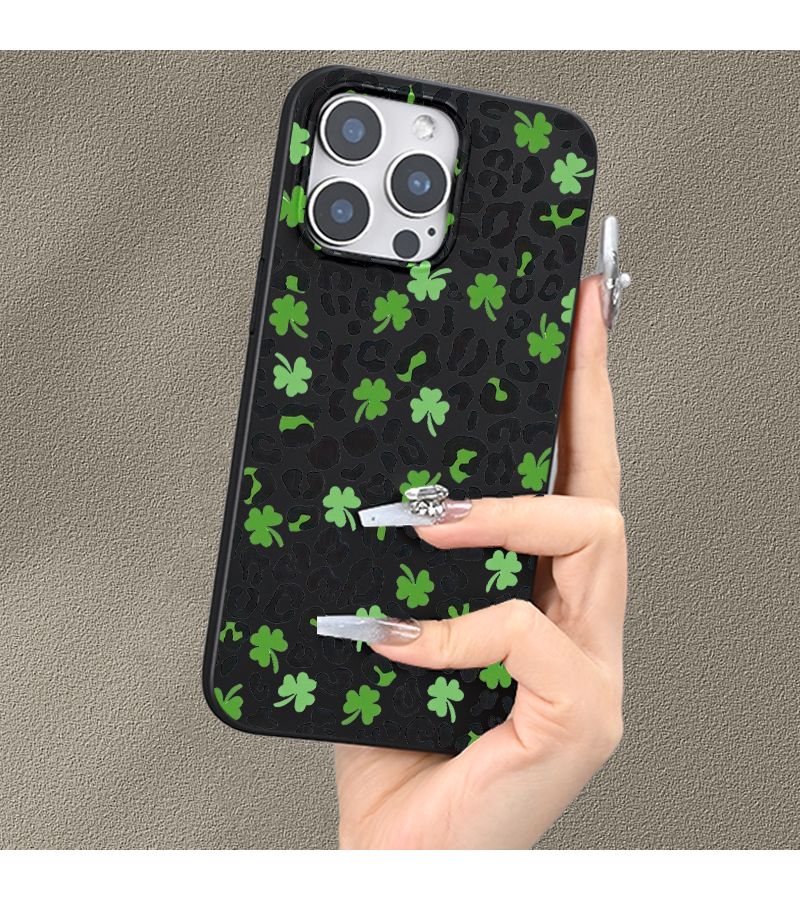 Black Frosted Shockproof Drop Protection Lucky Clover Design Compatible iPhone XS Max Phone Case - Image 3