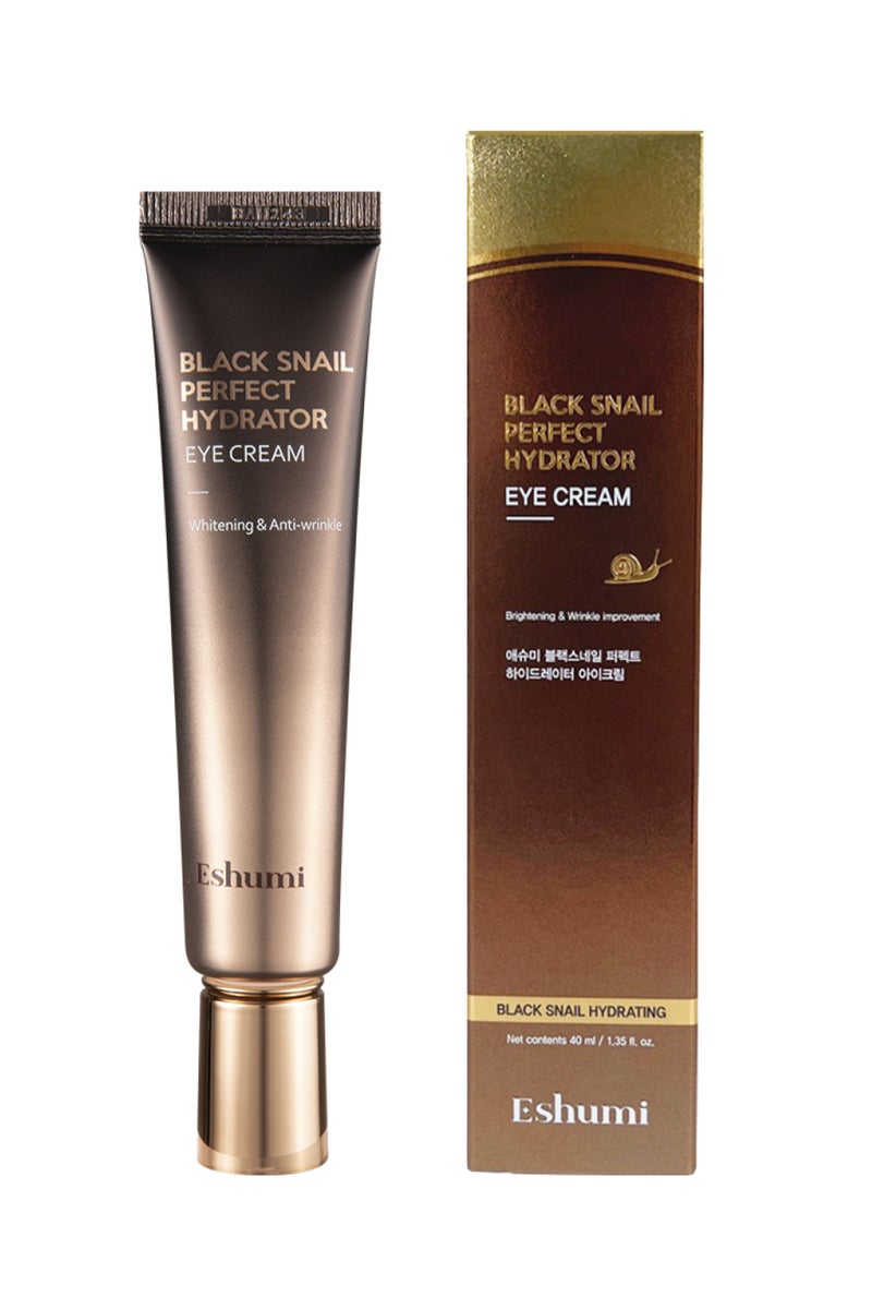 Eshumi Black Snail Perfect Hydrator Eye Cream 40ml targets fine lines, boosts hydration, improves elasticity, and brightens dark circles—revitalizing the delicate under-eye area for a youthful, refreshed look - Image 3