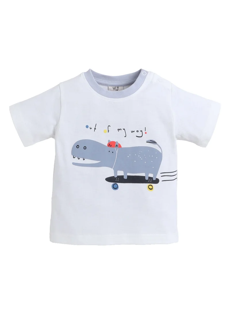 Victor And Jane  Boys' 2pcs Cute Hippo Print Round Neck T-Shirt and Shorts Set for Men | Best Price UAE