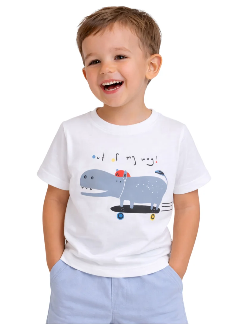 Victor And Jane  Boys' 2pcs Cute Hippo Print Round Neck T-Shirt and Shorts Set for Men | Best Price UAE