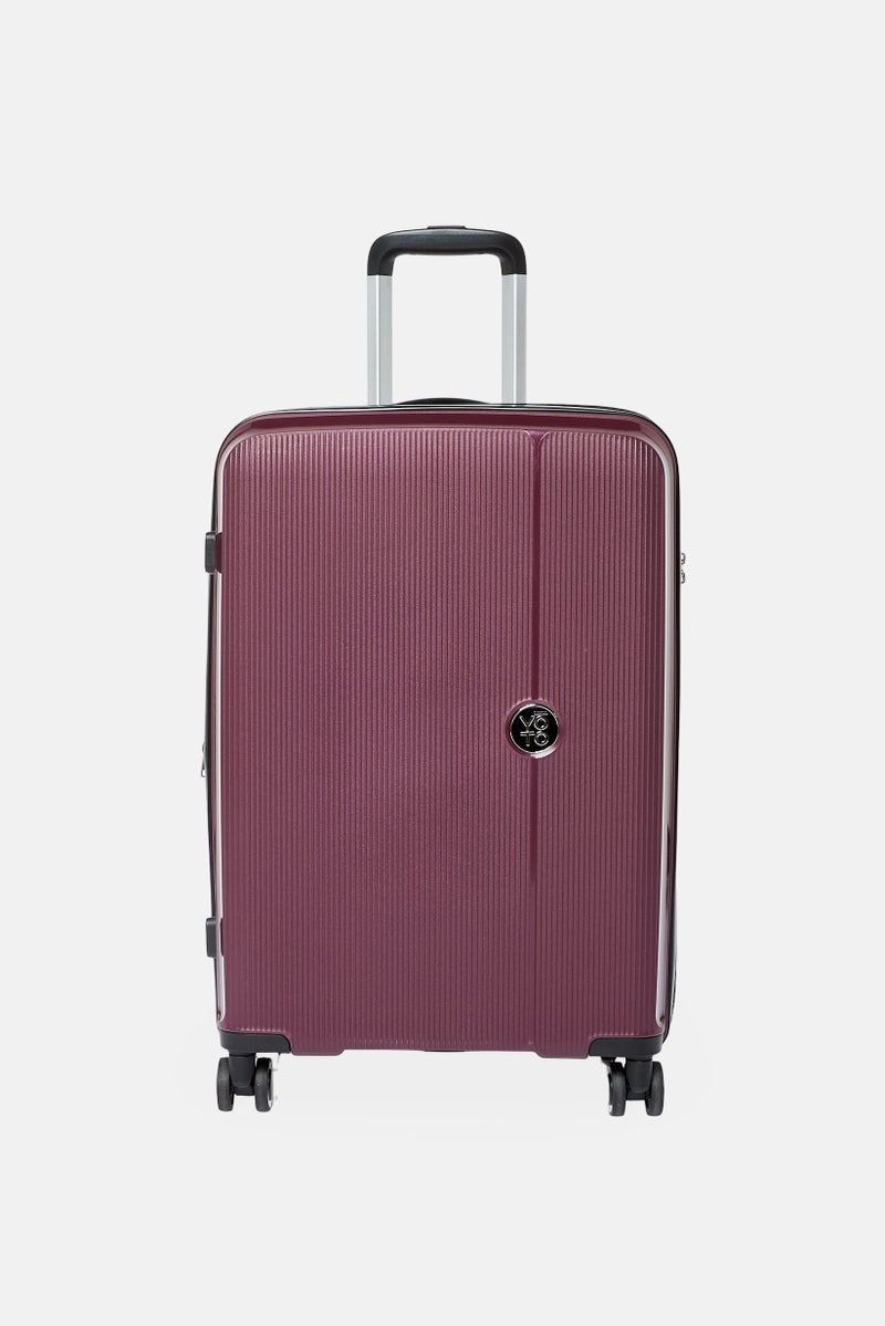 YOTO 24 Inch Brand Logo Expandable Hardshell Check In Spinner Luggage, Maroon  - Image 1