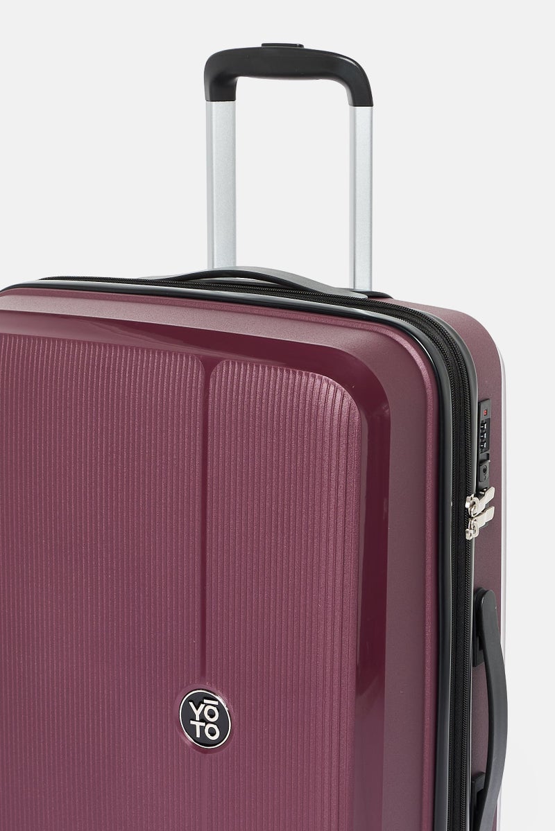 YOTO 24 Inch Brand Logo Expandable Hardshell Check In Spinner Luggage, Maroon  - Image 3