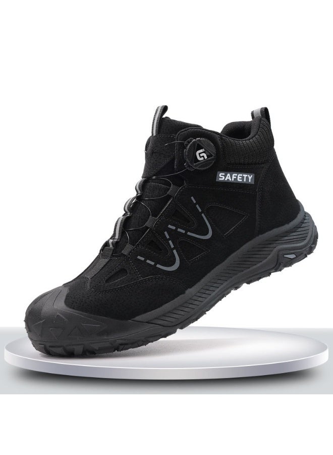 NIBEMINENT Quality Safety Shoes Men Boots Rotating button Work Boots Steel toe shoes waterproof leather boots Men Protection Shoes Non-slip - Image 1