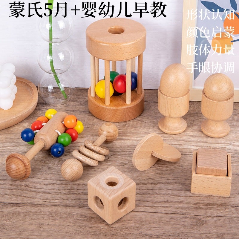 Wooden Montessori Teaching Aids 0-3 Years Old Toys Montessori Baby Egg Cup Round Pieces Bite Educational Toys - Image 2