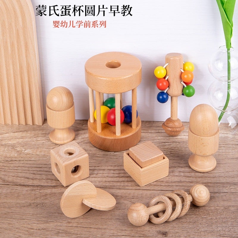 Wooden Montessori Teaching Aids 0-3 Years Old Toys Montessori Baby Egg Cup Round Pieces Bite Educational Toys - Image 3