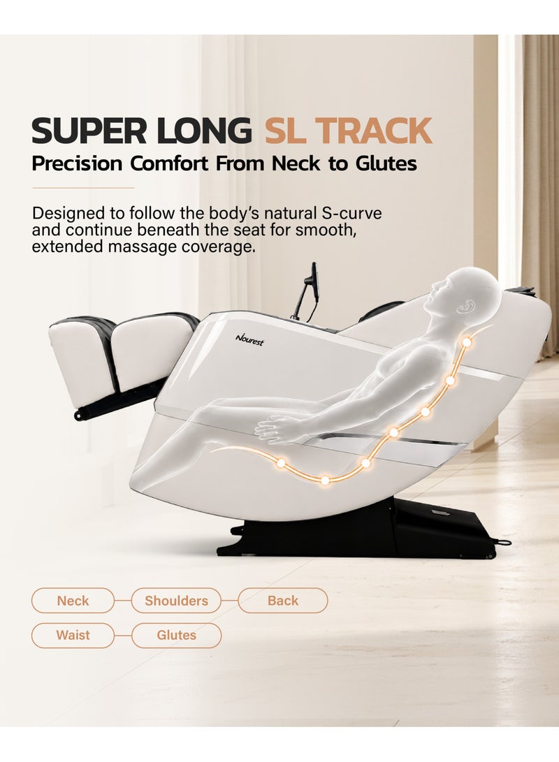 Nourest Eva Full Body 3D Massage Chair with SL-Track, Zero Gravity Recliner, Intelligent Body Scan, 18 Auto Programs, Heat, Foot Rollers, Air Compression, Voice Control & Bluetooth – Light Grey - Image 2