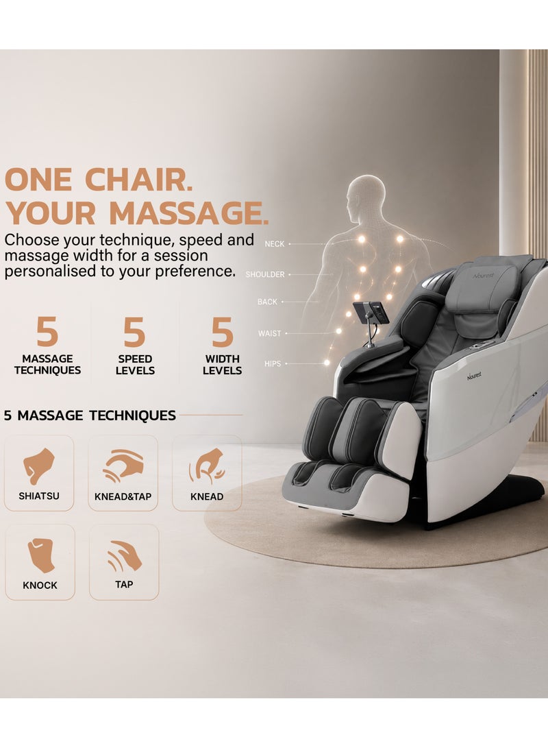Nourest Eva Full Body 3D Massage Chair with SL-Track, Zero Gravity Recliner, Intelligent Body Scan, 18 Auto Programs, Heat, Foot Rollers, Air Compression, Voice Control & Bluetooth – Light Grey - Image 5