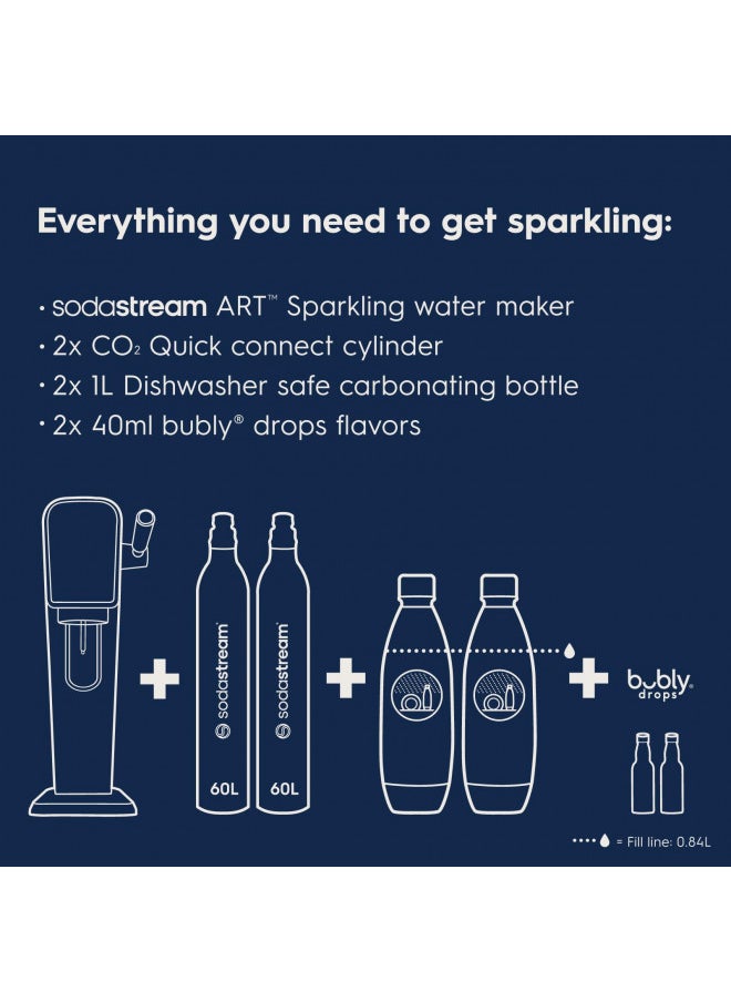 SodaStream - SodaStream Art Sparkling Water Maker Bundle (Misty Blue), with CO2, DWS Bottles, and Bubly Drops Flavors - Image 1