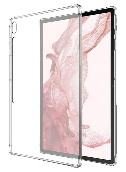 Case Compatible with Samsung Galaxy Tab S8 Plus 2022 / Tab S7 FE 2021 / Tab S7 Plus 2020 12.4-inch Tablet Case, Clear Soft TPU Shookproof Ultra-Thin Lightweight Anti-Scratch Protective Cover Case