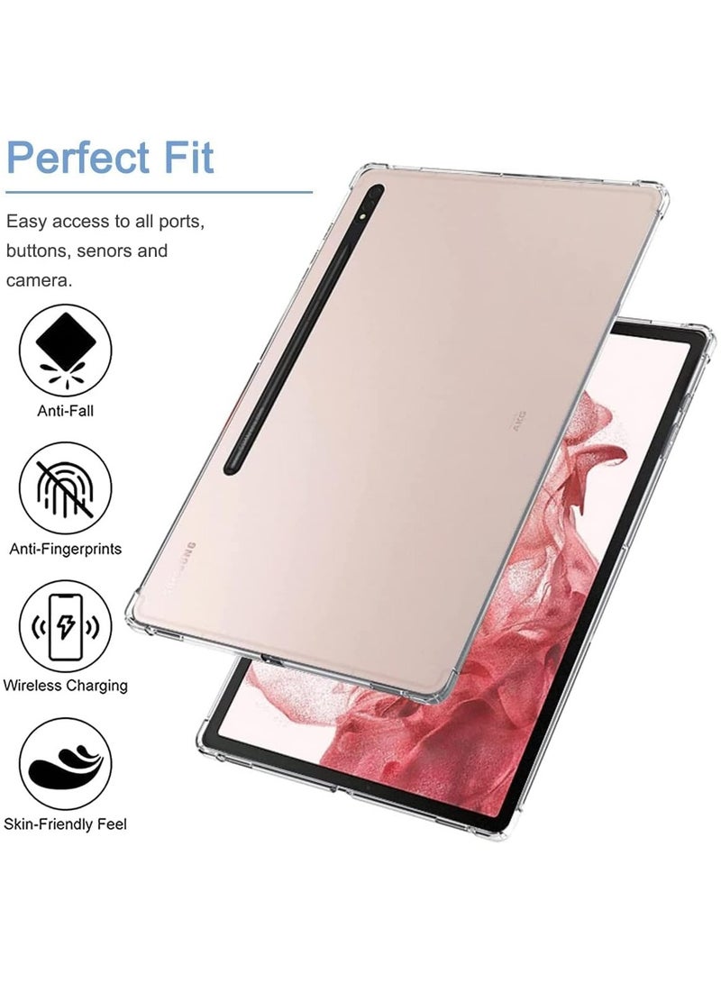 Case Compatible with Samsung Galaxy Tab S8 Plus 2022 / Tab S7 FE 2021 / Tab S7 Plus 2020 12.4-inch Tablet Case, Clear Soft TPU Shookproof Ultra-Thin Lightweight Anti-Scratch Protective Cover Case - Image 3