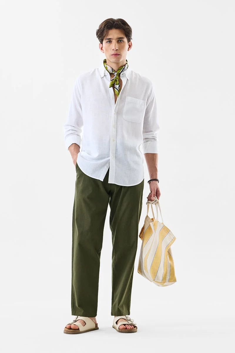سنيتش Olive Solid Relaxed Casual Trousers