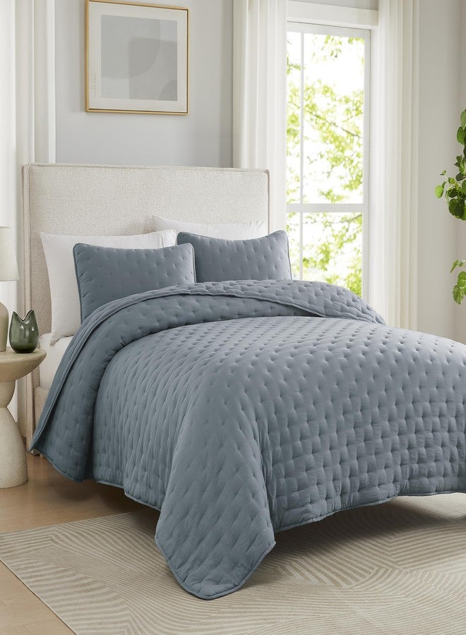 WDCOZY Blue Cloud Quilt Twin Size Bedding Set with Pillow Sham, Puffy Cozy Lightweight Bedspread Coverlet, Soft Cute Bed Cover for All Season - 2 Pieces, 68x90 inches - Image 5
