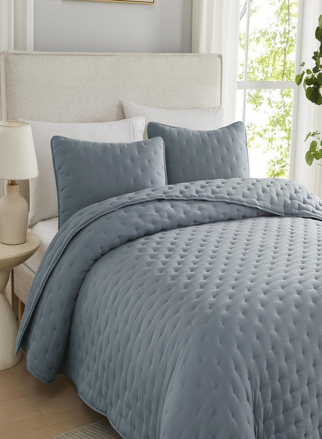 WDCOZY Blue Cloud Quilt Twin Size Bedding Set with Pillow Sham, Puffy Cozy Lightweight Bedspread Coverlet, Soft Cute Bed Cover for All Season - 2 Pieces, 68x90 inches - Image 3