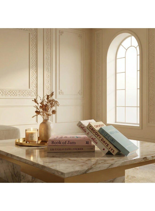 نيبمينينت مجموعة مزينة من 5 قطع من الكتب الزائفة للديكور المنزلي - كتب مزيفة عصرية لطاولة القهوة، رف الكتب وغرفة النوم، مجموعة كتب مكدسة لتزيين جمالي. - Image 2