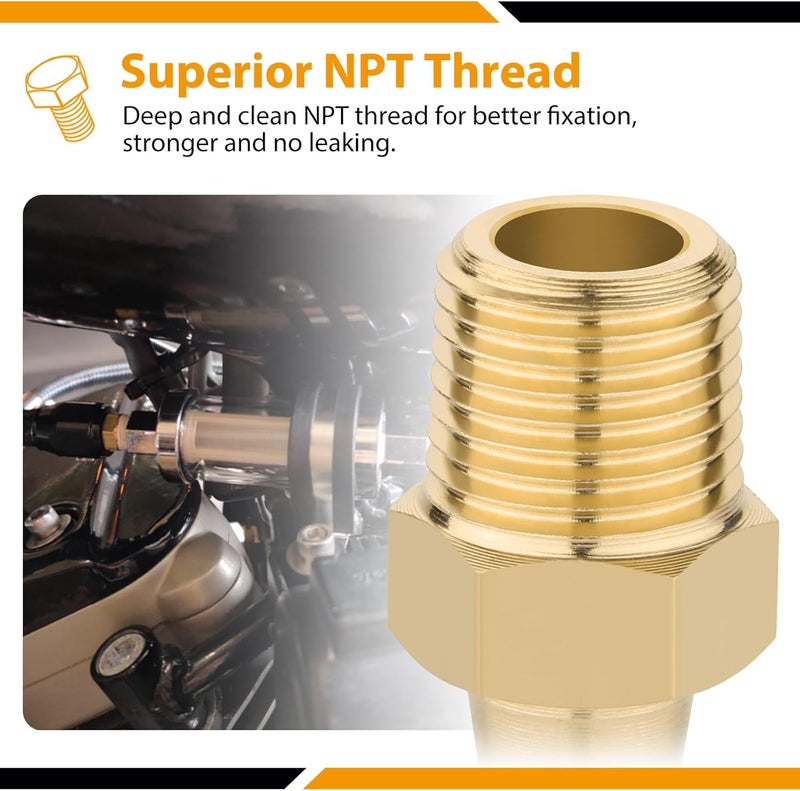 KOOTANS 4pcs Brass Hose Barb Fittings 3/16" Hose Barb to 1/8 NPT Male Thread Air Hose Fittings Brass Quick Coupler Air M Type Adapter Connector Fitting - Image 4