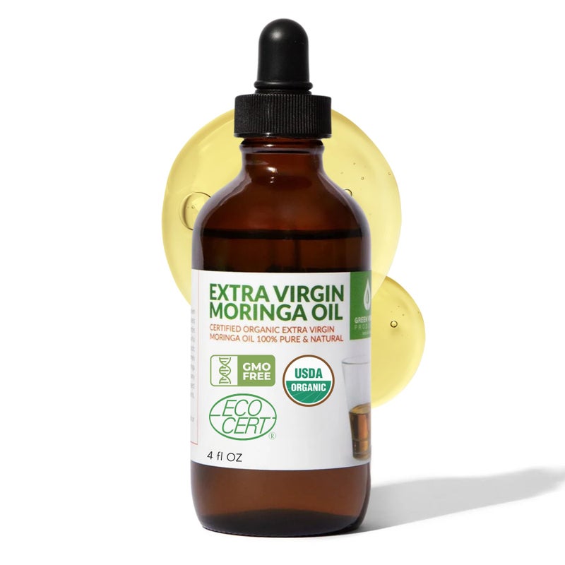green virgin products Organic Moringa Oil, Cold Pressed, Extra Virgin, 100% Pure, Food Grade - Image 1