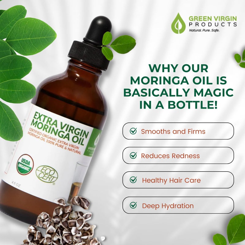 green virgin products Organic Moringa Oil, Cold Pressed, Extra Virgin, 100% Pure, Food Grade - Image 2