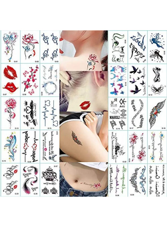 ملصقات تاتو مؤقتة ثلاثية الأبعاد كبيرة الحجم للنساء 10 ورقه - Image 1