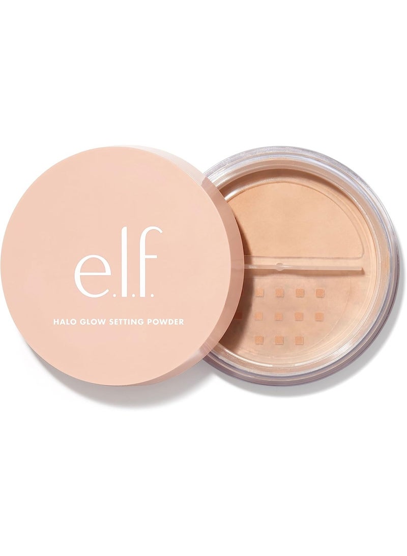 إلف بودرة هالو جلو لتثبيت المكياج، ناعمة، خفيفة الوزن، غير لامعة، ناعمة، تقلل من المسام والخطوط الدقيقة، لمسة نهائية شبه غير لامعة، 6.8 جرام، متوسطة - Image 1