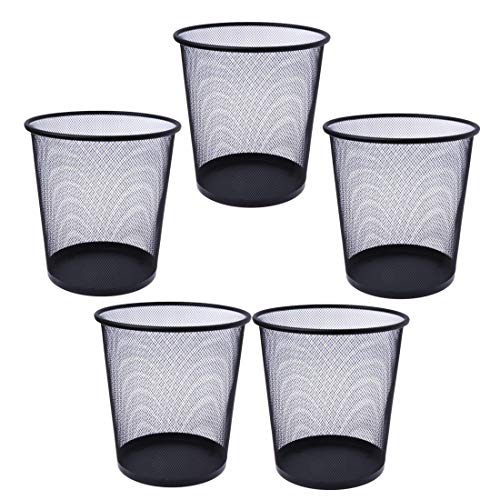 PUFFIN Metal Mesh Round Waste Basket for Home,Office Large, Set of 5 (Black) - Image 1