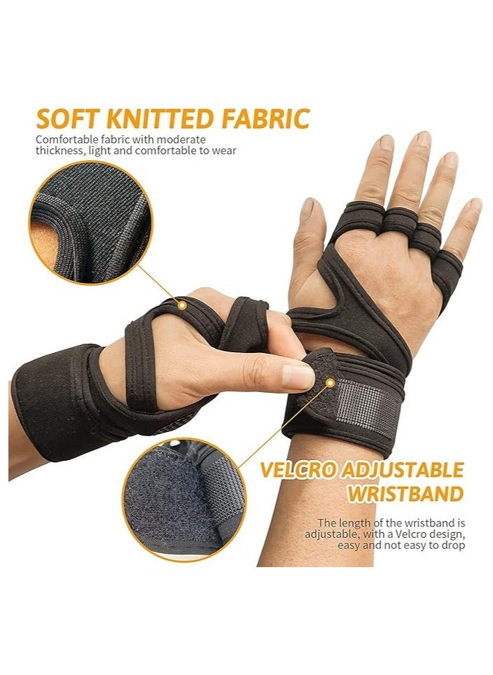 RedMapleTEK Sports Cross Training Gloves, Fitness Gloves With Wrist Support, Gym Workout,Weightlifting & Fitness-Leather Padding, With Strong Grip And Palm Protection,No Calluses-Suits Men & Women,Black  - Image 3