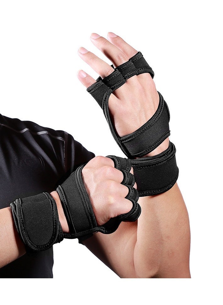 RedMapleTEK Sports Cross Training Gloves, Fitness Gloves With Wrist Support, Gym Workout,Weightlifting & Fitness-Leather Padding, With Strong Grip And Palm Protection,No Calluses-Suits Men & Women,Black  - Image 2