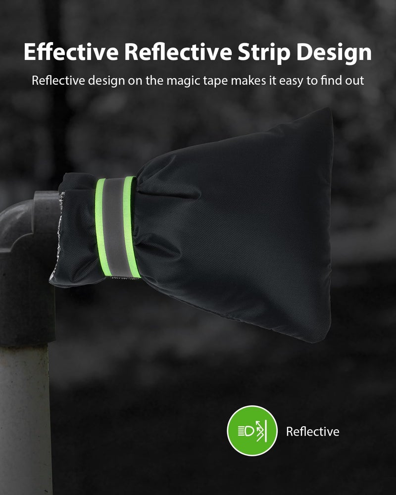 Kanosan Outdoor Faucet Covers for Winter Freeze Protection, Kanosan 8.3"H X 6.7"W Thickened Reflective Outside Spigots Covers Hose Bib Insulated Sock for Winter Cold Weather, 2 Pack Black - Image 3