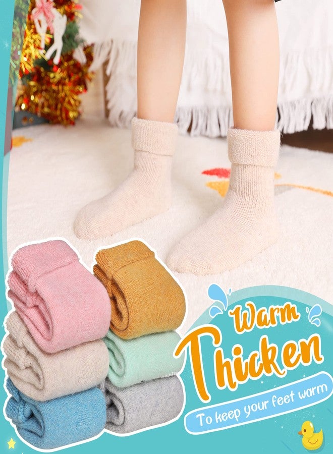 Eyean Baby Wool Grip Sock Soft Winter Warm Thick Non Slip Toddler Boy Girls Crew Socks For Children 6 Pairs (Solid Color-A, 1-3 Years) - Image 2