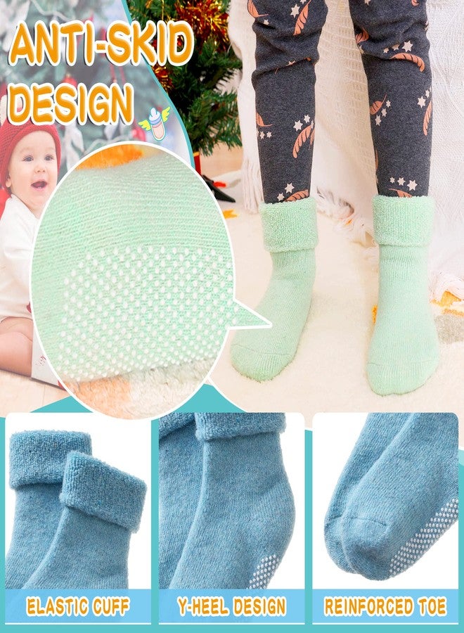 Eyean Baby Wool Grip Sock Soft Winter Warm Thick Non Slip Toddler Boy Girls Crew Socks For Children 6 Pairs (Solid Color-A, 1-3 Years) - Image 4