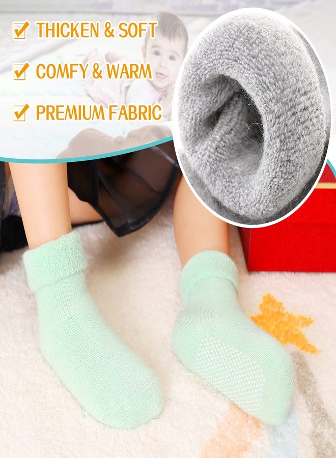 Eyean Baby Wool Grip Sock Soft Winter Warm Thick Non Slip Toddler Boy Girls Crew Socks For Children 6 Pairs (Solid Color-A, 1-3 Years) - Image 3