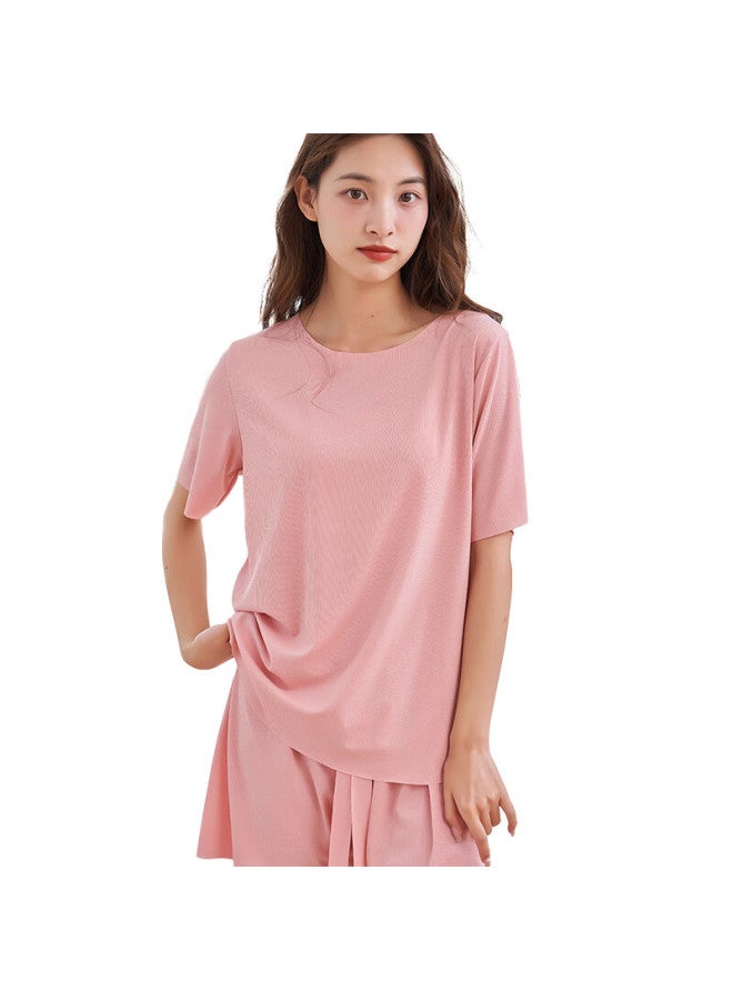 LANG SHA Langsha Women's Summer Thin Cool Soft Silky Lazy Style Comfortable Loungewear Sleepwear Pink - Image 3
