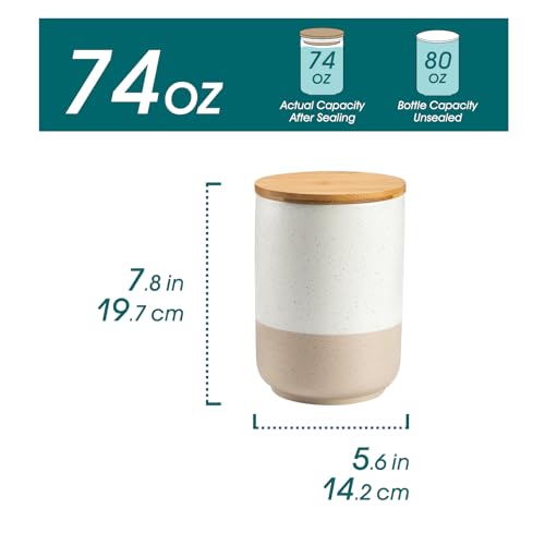 vancasso Sabine Large Ceramic Canister with Airtight Wood Lid - 74 oz Kitchen Food Storage Jar for Flour, Sugar, Coffee, Tea & Spices - Big Capacity Countertop Jar - Image 2