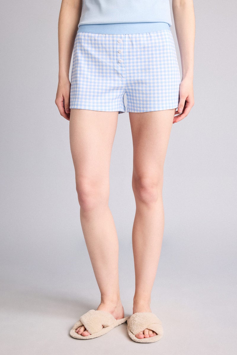 DeFacto Blue Woman Regular Fit Strappy 2 Piece Ribbed Pajama Set Casual - Image 5