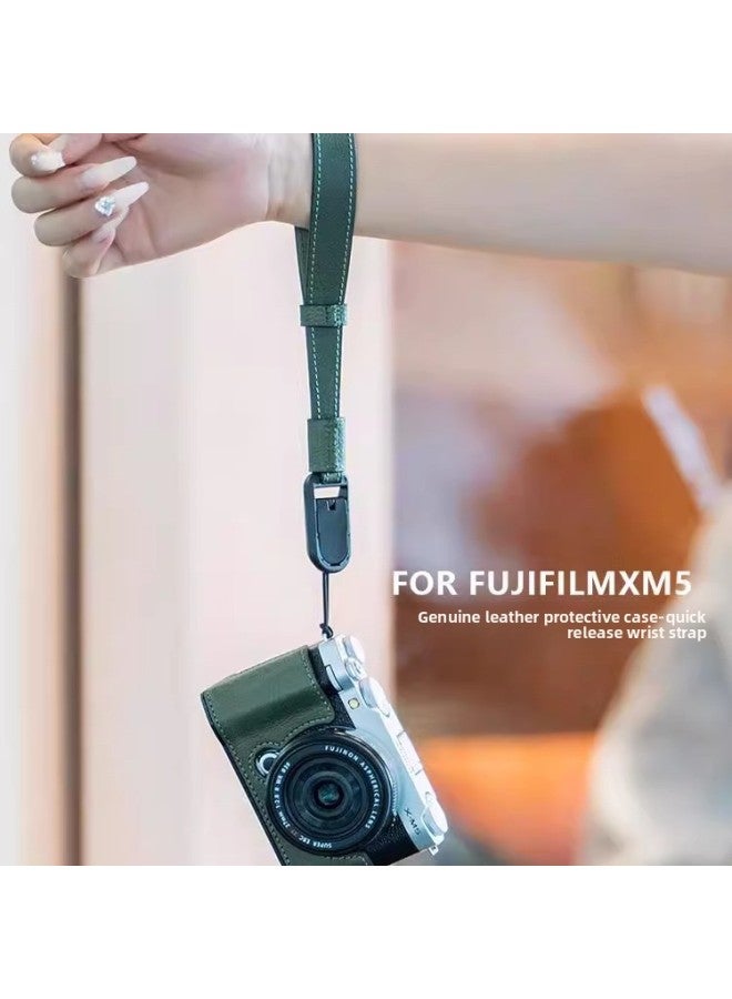 For Fuji XM5 Protective Case XM5 Leather Photo Bag Leather Case Wrist Strap Leather Case Base Shoulder Strap-Color:Xm5 Brown Leather Protective Cover - Image 3