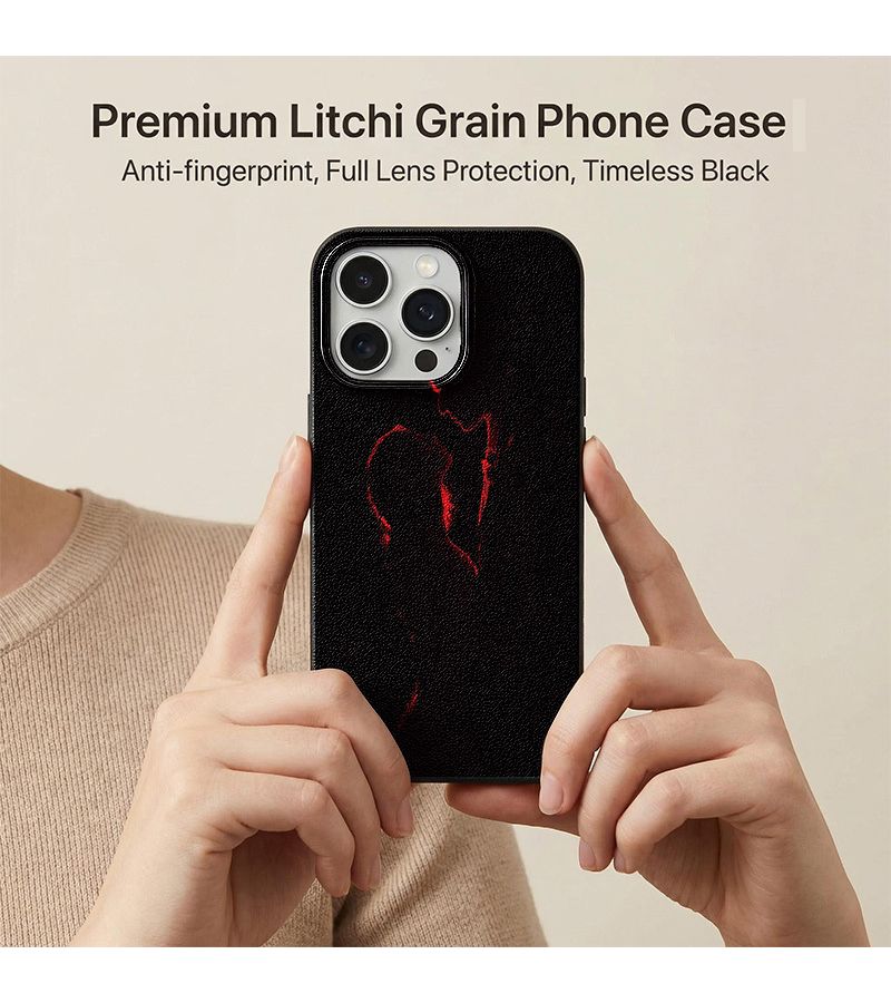 Red Black Couple Kiss Anti Fall Phone Case Compatible With IPhone 16 Plus - Image 1