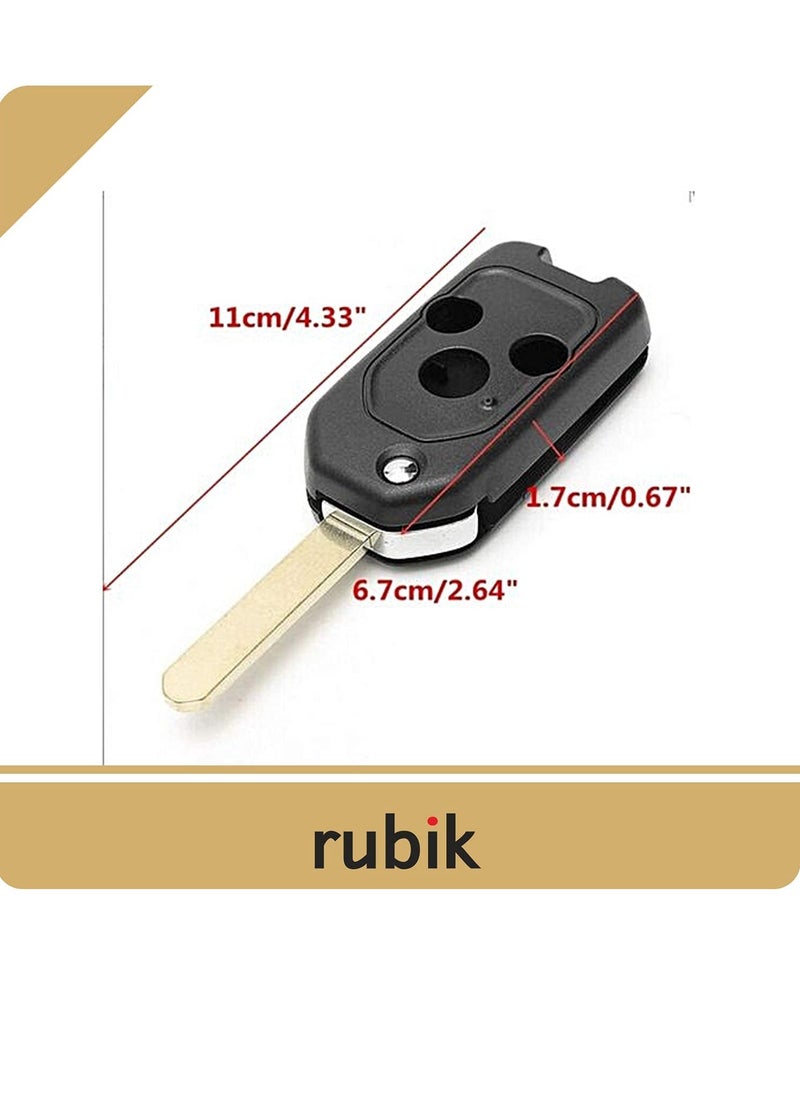 3 Buttons Modified Car Remote Key Case Uncut Flip Key Blade Fob Shell Case For Honda Accord Civic CR-V Fit Jazz Insight Odyssey Pilot