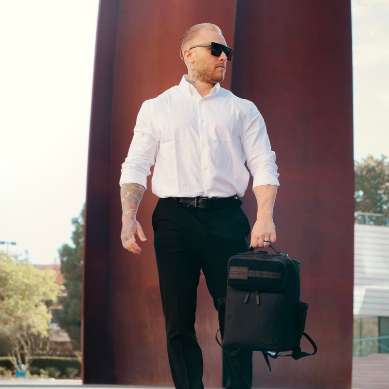 WOLFpak 15L Slim Tactical Gym Backpack - Durable 1000D Waterproof Oxford Material | Minimalist Daypack w/Laptop Pocket & Dual Cup Holders | Great for Travel & Everday Carry | (Nightshade) - Image 2