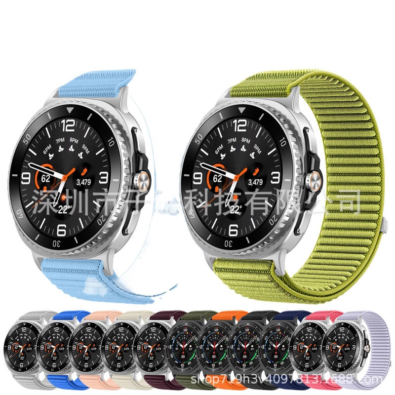 سوار ساعة ذكية سوار نايلون حلقي متوافق باللون أسود قابل للتعديل مع Samsung Galaxy Watch 8 بملاءمة قابلة للتعديل وحزام بديل - Image 2