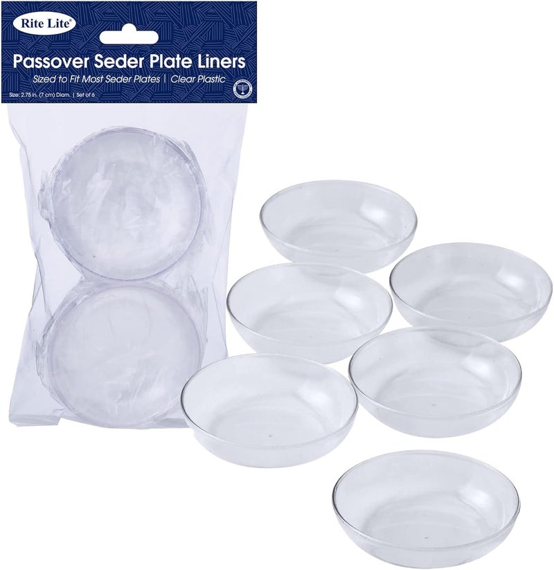 Rite Lite Passover Acrylic Seder Plate Liners Dishes Set of 6 with Hebrew  English Pesach Decor Haggadah Traditional Jewish Holiday Party Plate Matzah Hostess Home Kitchen Table Decor Judaica - Image 1