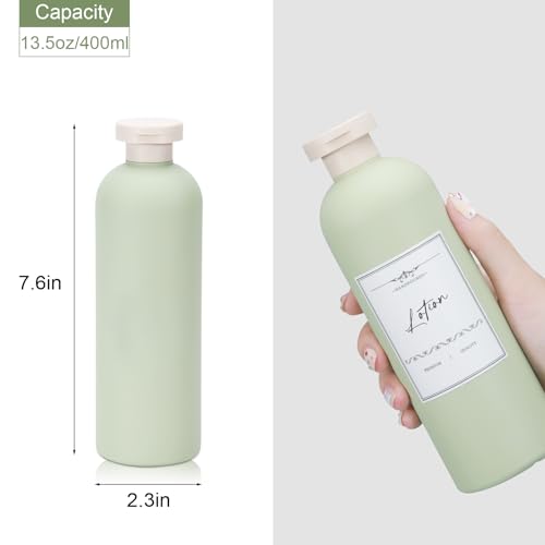 UMETASS 13.5 oz Plastic Travel Shampoo Bottles, Refillable Flip Cap Squeeze Bottles for Toiletries, Large Leakage-proof Travel Shampoo and Conditioner Container (Blue and Green) - Image 2