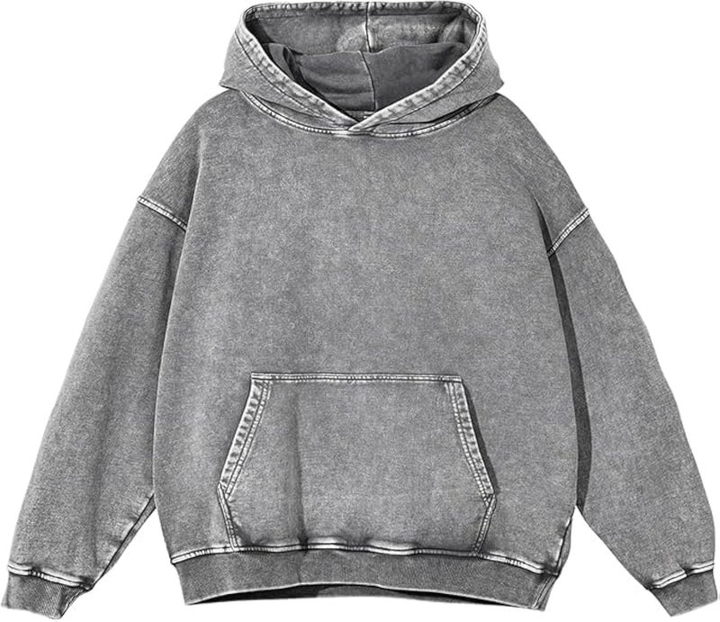 KEEPSHOWING Mens Oversized Hoodies Vintage Hoodie Couples Pullover Acid Wash Hoodies for Men Streetwear Sweatshirts(Grey(hooded) XL) - Image 1