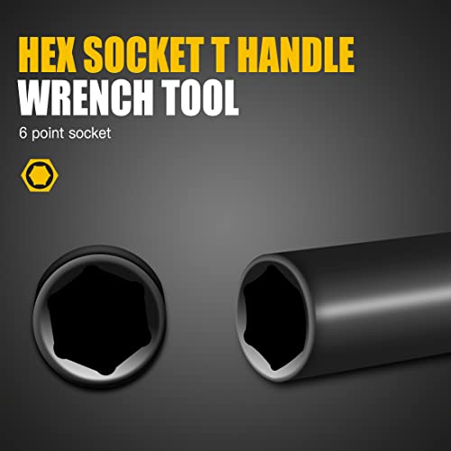 pgroup T-Handle Socket Wrench Set, 7PCS Metric Handle Wrenches - 6, 8, 10, 11, 12, 13, 14mm, 6-Point Hex Socket Lug Wrench for Motorcycle Car Bicycle Repair, Chrome Vanadium Steel - Image 4