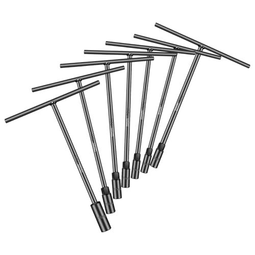 pgroup T-Handle Socket Wrench Set, 7PCS Metric Handle Wrenches - 6, 8, 10, 11, 12, 13, 14mm, 6-Point Hex Socket Lug Wrench for Motorcycle Car Bicycle Repair, Chrome Vanadium Steel - Image 1