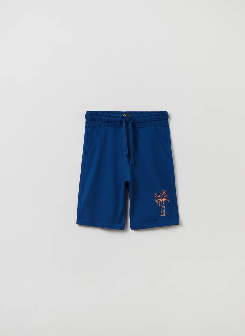 Ovs Bermuda Joggers With Palm Print