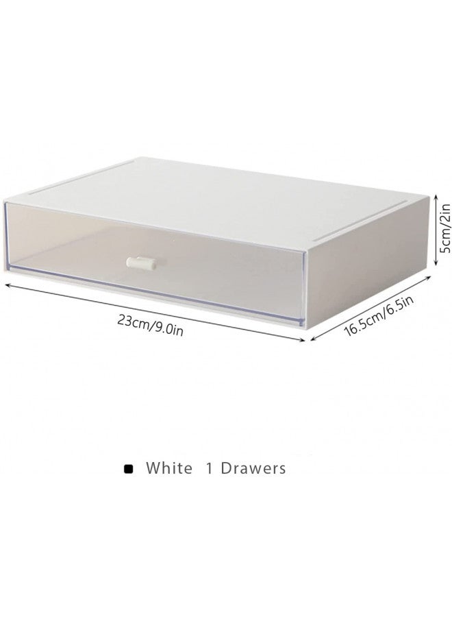 kulusion Desk Organizer with Storage Drawers Stackable , Plastic, White Great for Office School Home - 1drawers (White) - Image 1