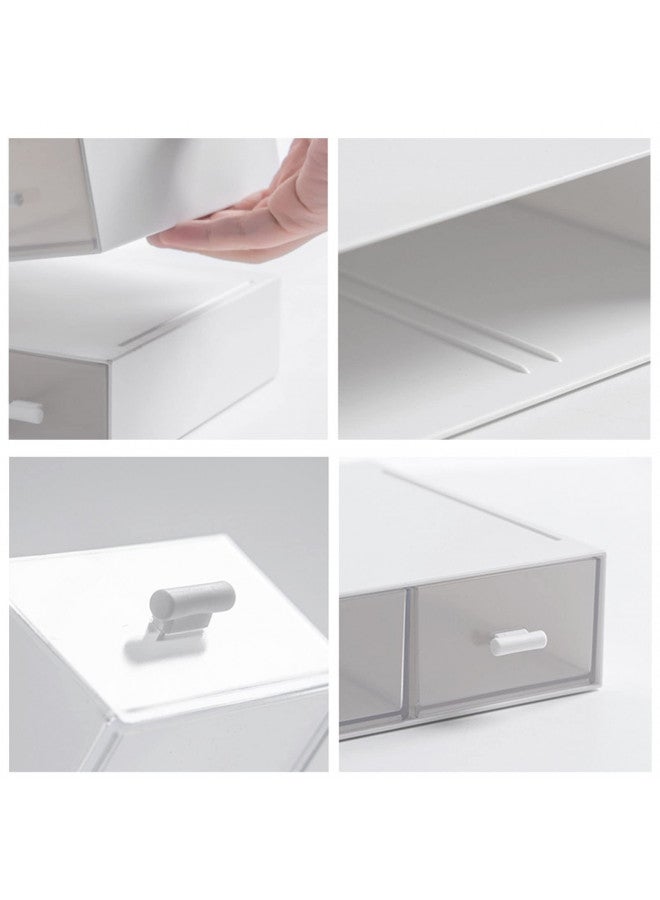 kulusion Desk Organizer with Storage Drawers Stackable , Plastic, White Great for Office School Home - 1drawers (White) - Image 3