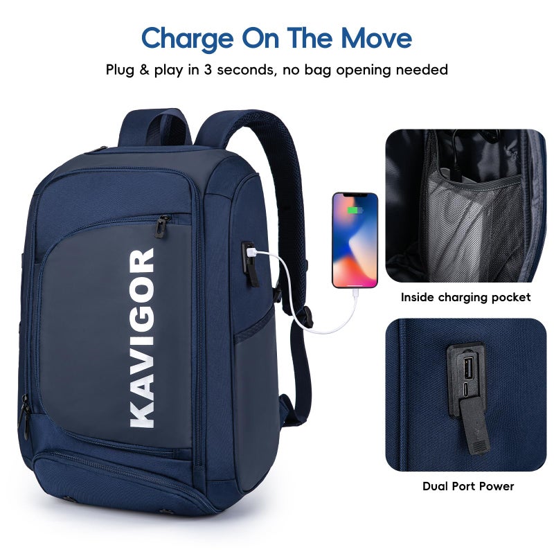 KAVIGOR Pickleball Bag, Large Pickleball Backpack Holds 4 to 6 Paddles, Shoes Compartment & Wet/Dry Pocket (9 Pockets), Charge Port - Image 5