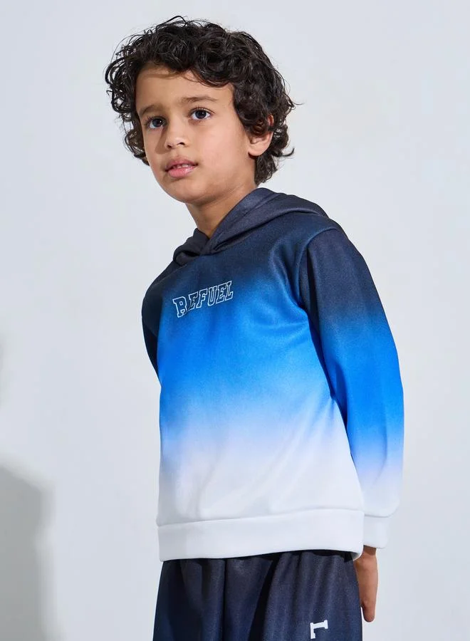 Styli Boys Ombre Blue Graphic Print Hoodie and Joggers Set