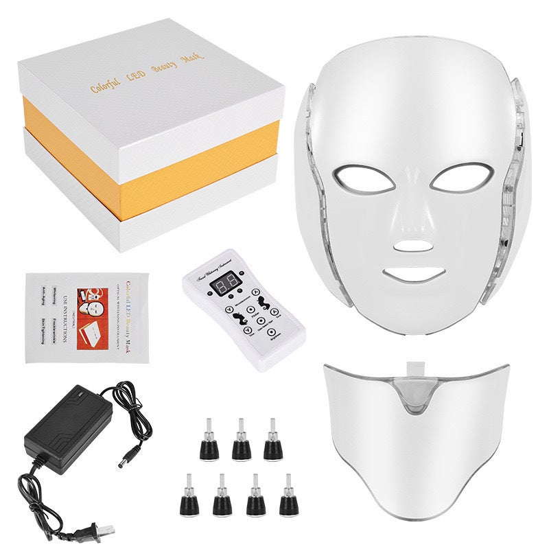 Generic Spectrum Beauty Mask with Neck Seven-Color Light Facial Device White